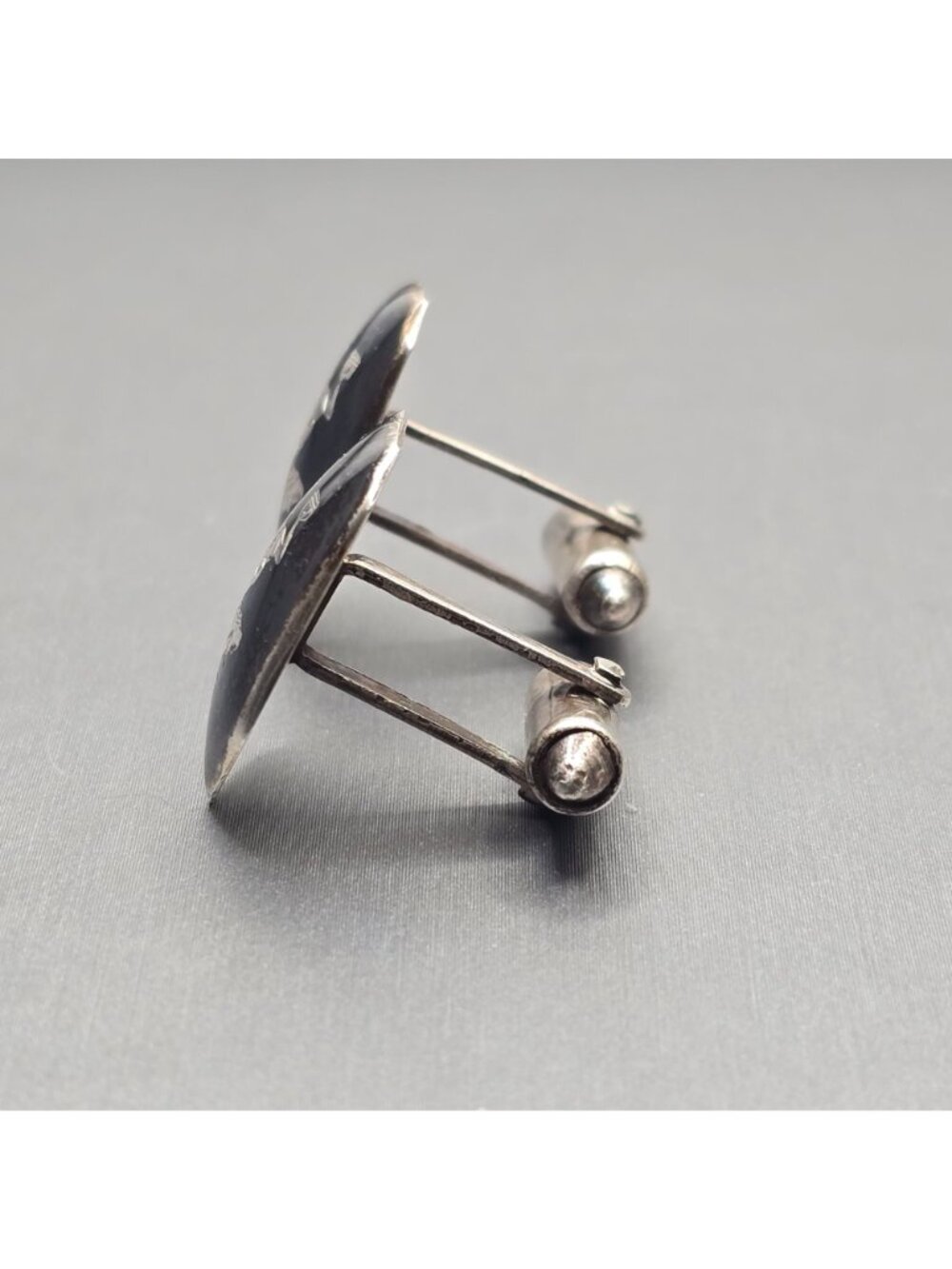 Vintage Willy Co Sterling Silver Niello Cufflinks Thai Goddess Signed Siam - Picture 2 of 10